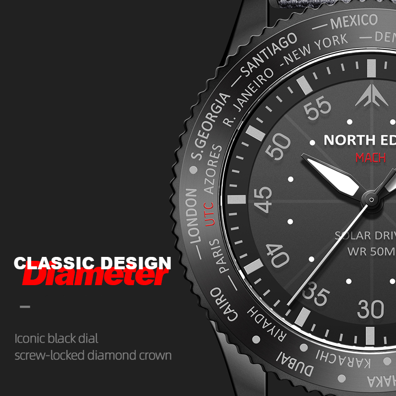 Чоловічий годинник North Edge Mach New 1699 із сонячною батареєю, 5 атм — фото 10
