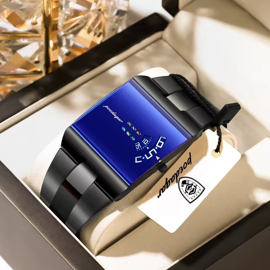 Чоловічий годинник Poedagar Bond 2366 з синім циферблатом і сталевим браслетом — фото 2