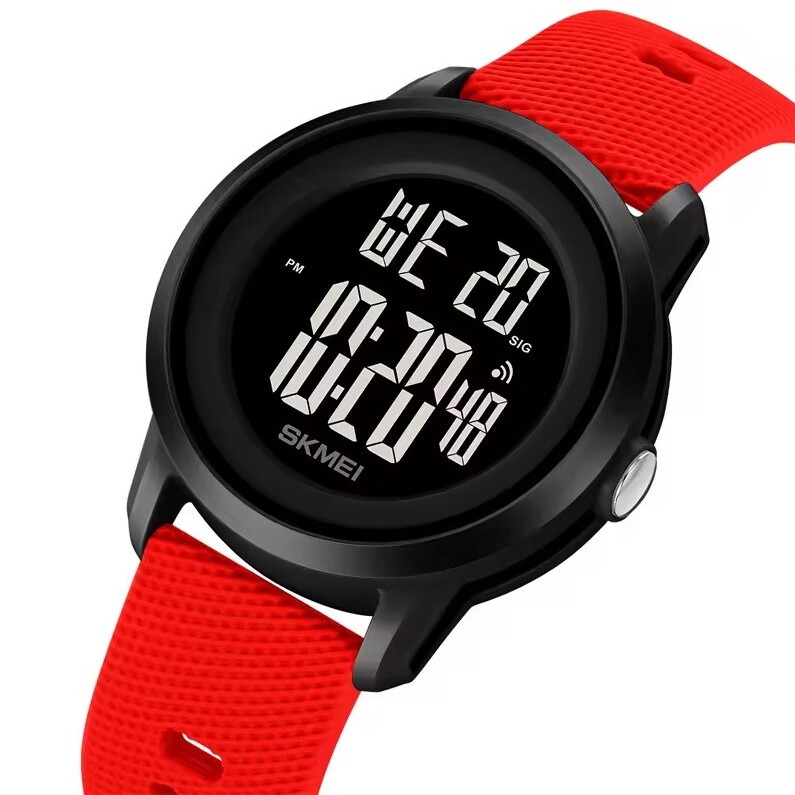 Чоловічий годинник Skmei 3125 Red цифровий, чорний корпус, червоний ремінець, 5 ATM — фото 1
