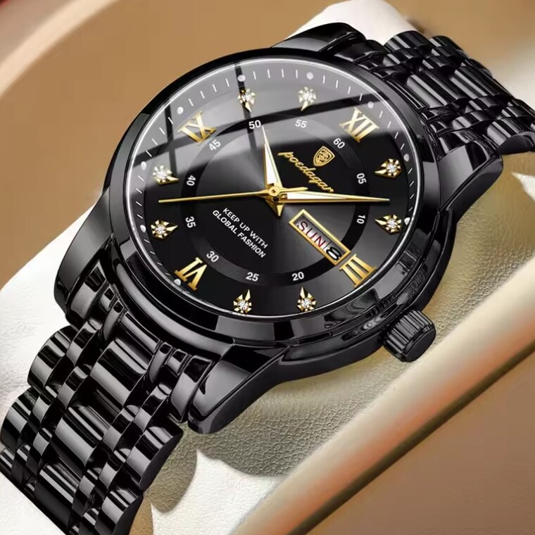 Чоловічий годинник Poedagar Unique Men Black 2344 з чорним циферблатом — фото 1