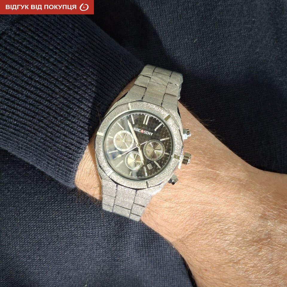 Чоловічий годинник Aocasdiy Graphite з чорним циферблатом і сталевим браслетом — фото 5