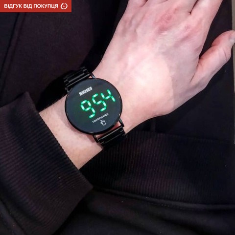 Чоловічий годинник Skmei Light 1252 з цифровим циферблатом і чорним сталевим ремінцем — фото 9