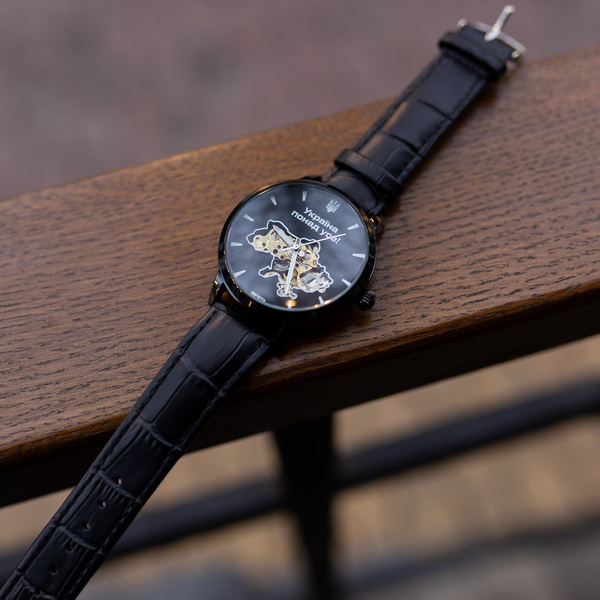 Чоловічий годинник Besta Skeleton UA Black з автозаводом, чорний — фото 7