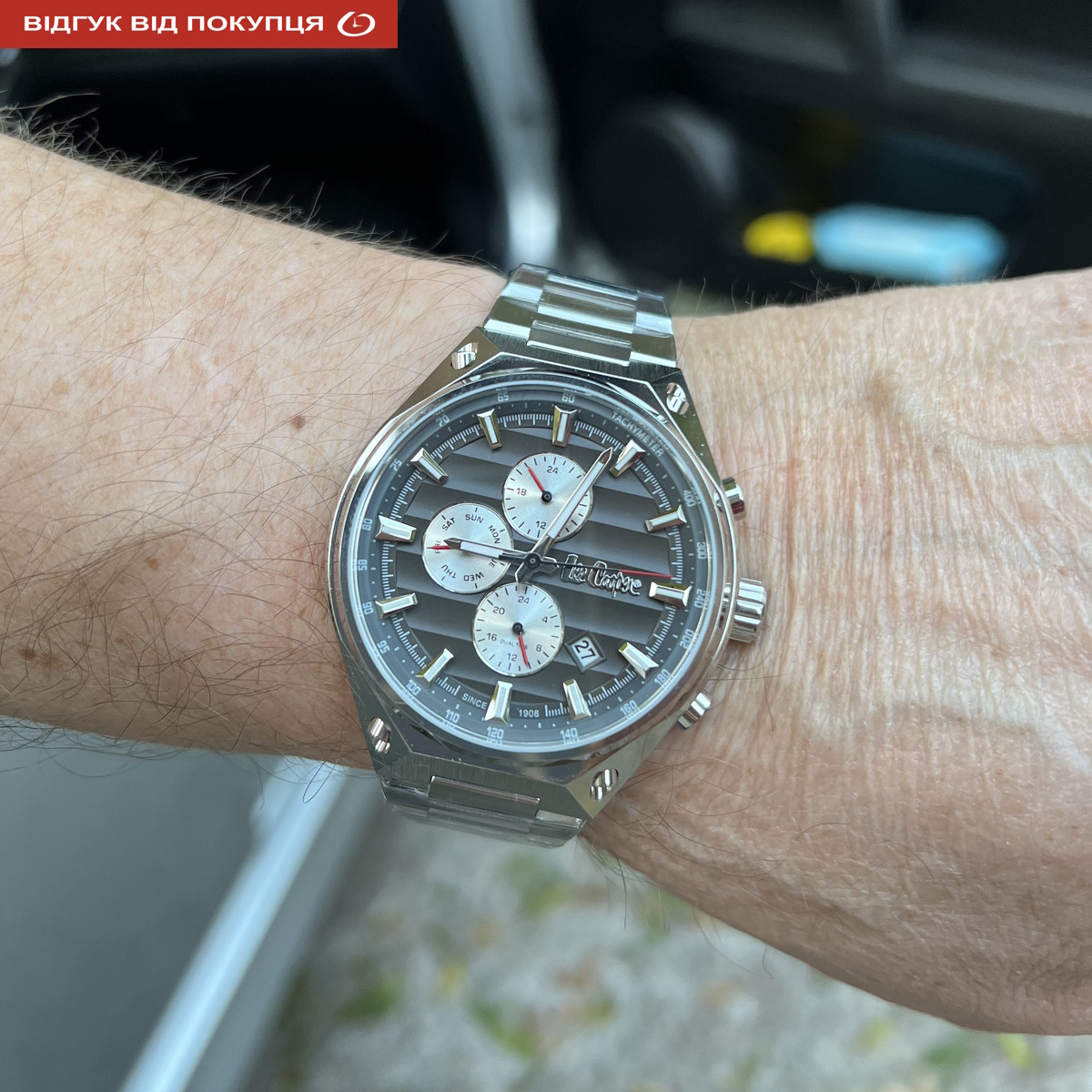 Чоловічий годинник Lee Cooper Ice Silver 1837 з чорним циферблатом — фото 10