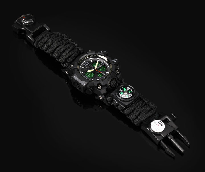 Чоловічий тактичний годинник Besta Life Pro AllBlack 1547 з компасом — фото 7