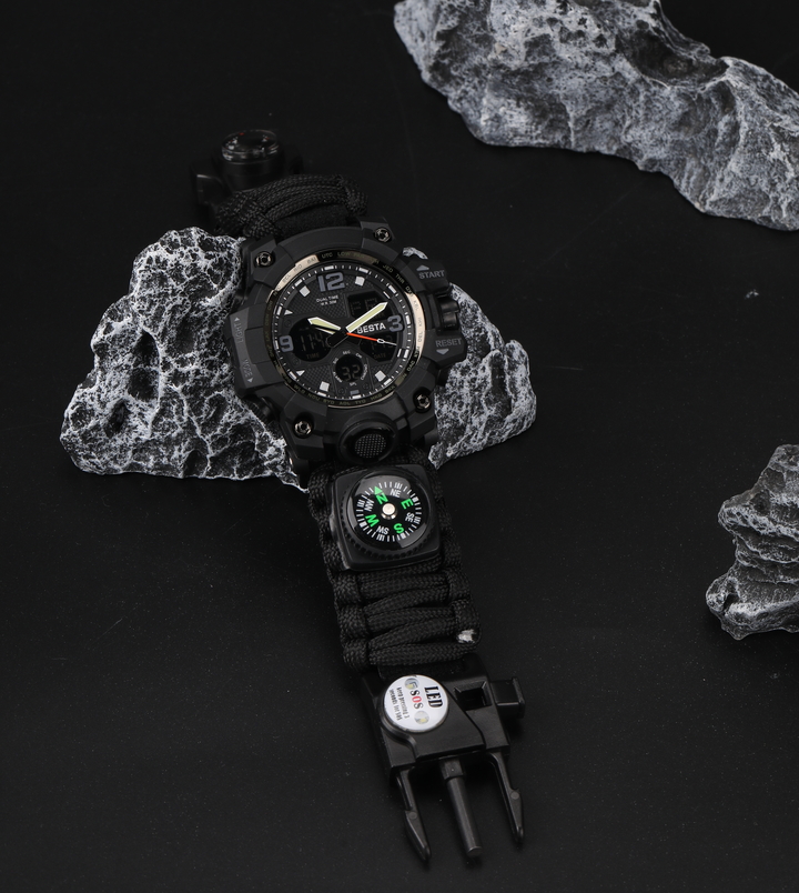 Чоловічий тактичний годинник Besta Life Pro AllBlack 1547 з компасом — фото 8