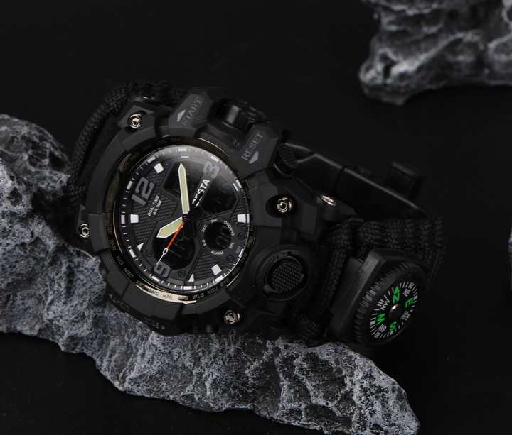 Чоловічий тактичний годинник Besta Life Pro AllBlack 1547 з компасом — фото 9