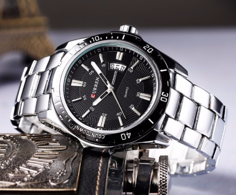 Чоловічий годинник Curren Quartz 2401 зі сталевим браслетом, чорний циферблат — фото 5