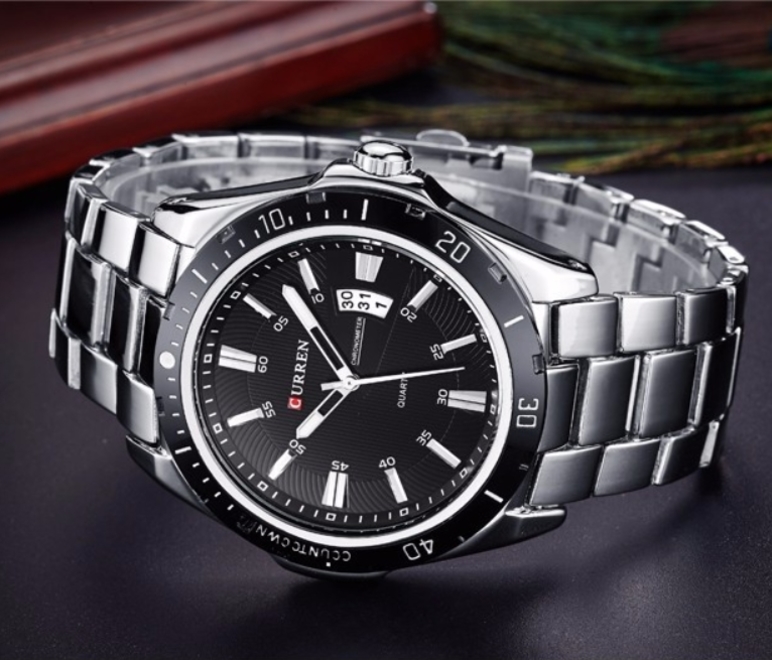 Чоловічий годинник Curren Quartz 2401 зі сталевим браслетом, чорний циферблат — фото 7