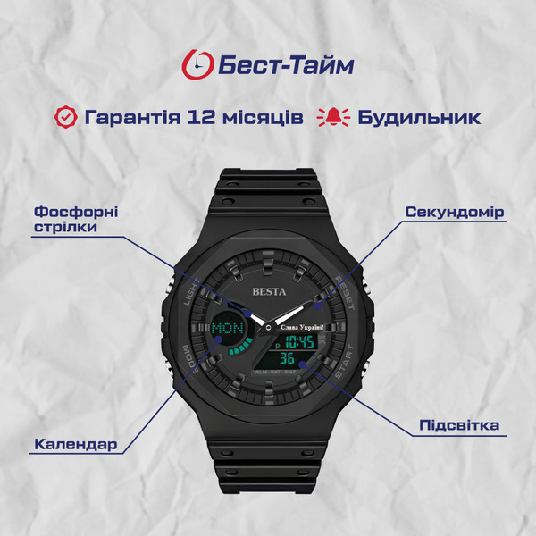 Sanda Jocker 4416 чоловічий тактичний годинник, чорний — фото 5