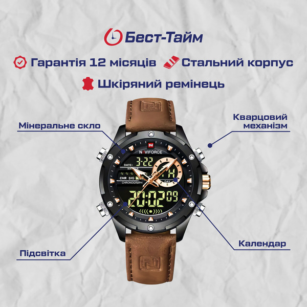 Чоловічий годинник Naviforce Pride 7723 з японським кварцовим механізмом Seiko — фото 5