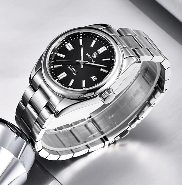 Чоловічий годинник Benyar 2201 Automatic Leather Deluxe з автозаводом і 2 ремінцями — фото 3