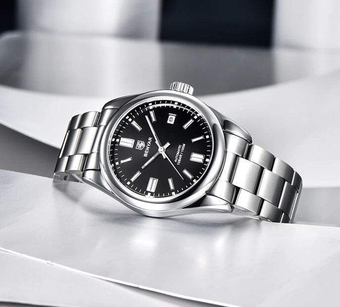 Чоловічий годинник Benyar 2201 Automatic Leather Deluxe з автозаводом і 2 ремінцями — фото 4