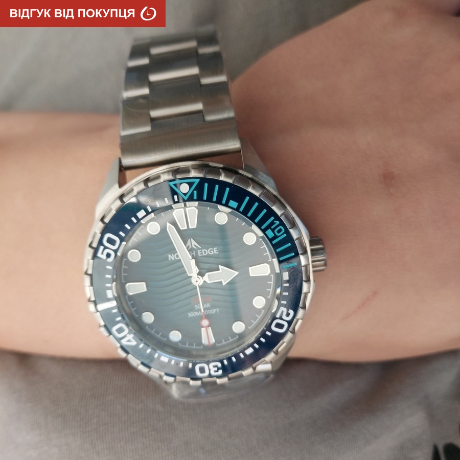 Чоловічий годинник North Edge Triton 30 Bar 42 мм із сонячною батареєю — фото 10