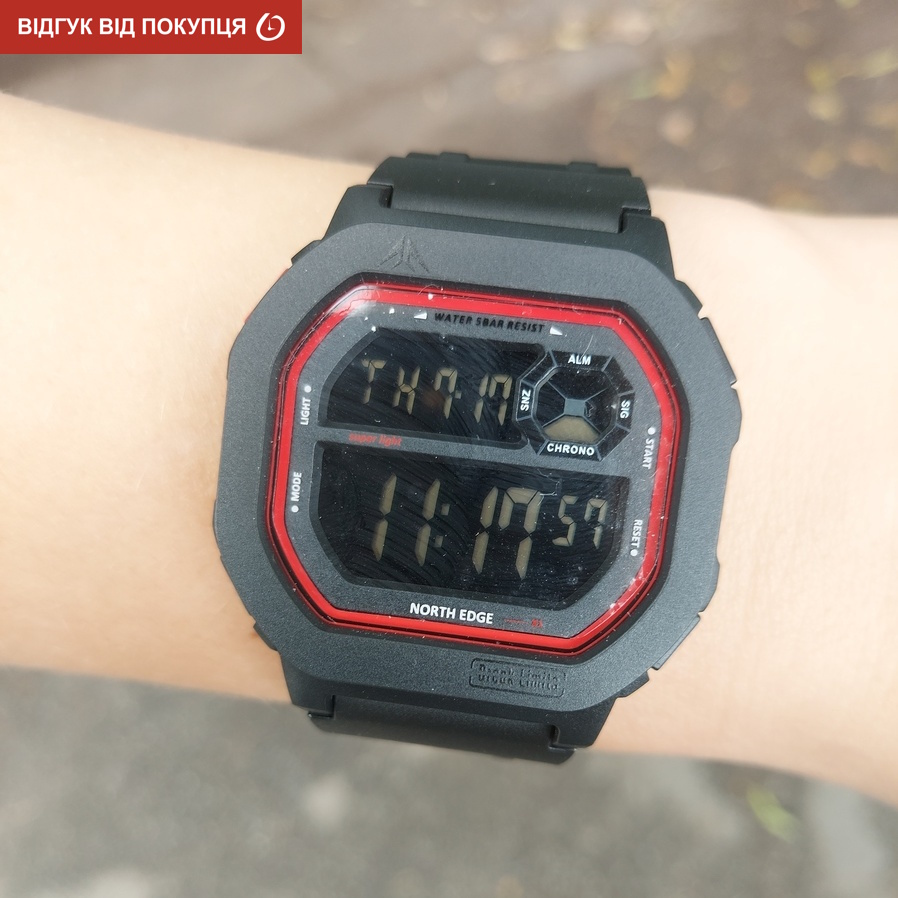 Чоловічий годинник North Edge X1 5BAR 2059 з чорним цифровим циферблатом — фото 8