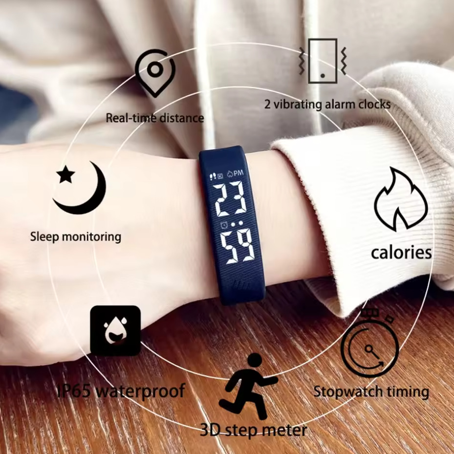 Фітнес-браслет Smart Digital Runner Band 2474 з USB-зарядкою, чорний — фото 4