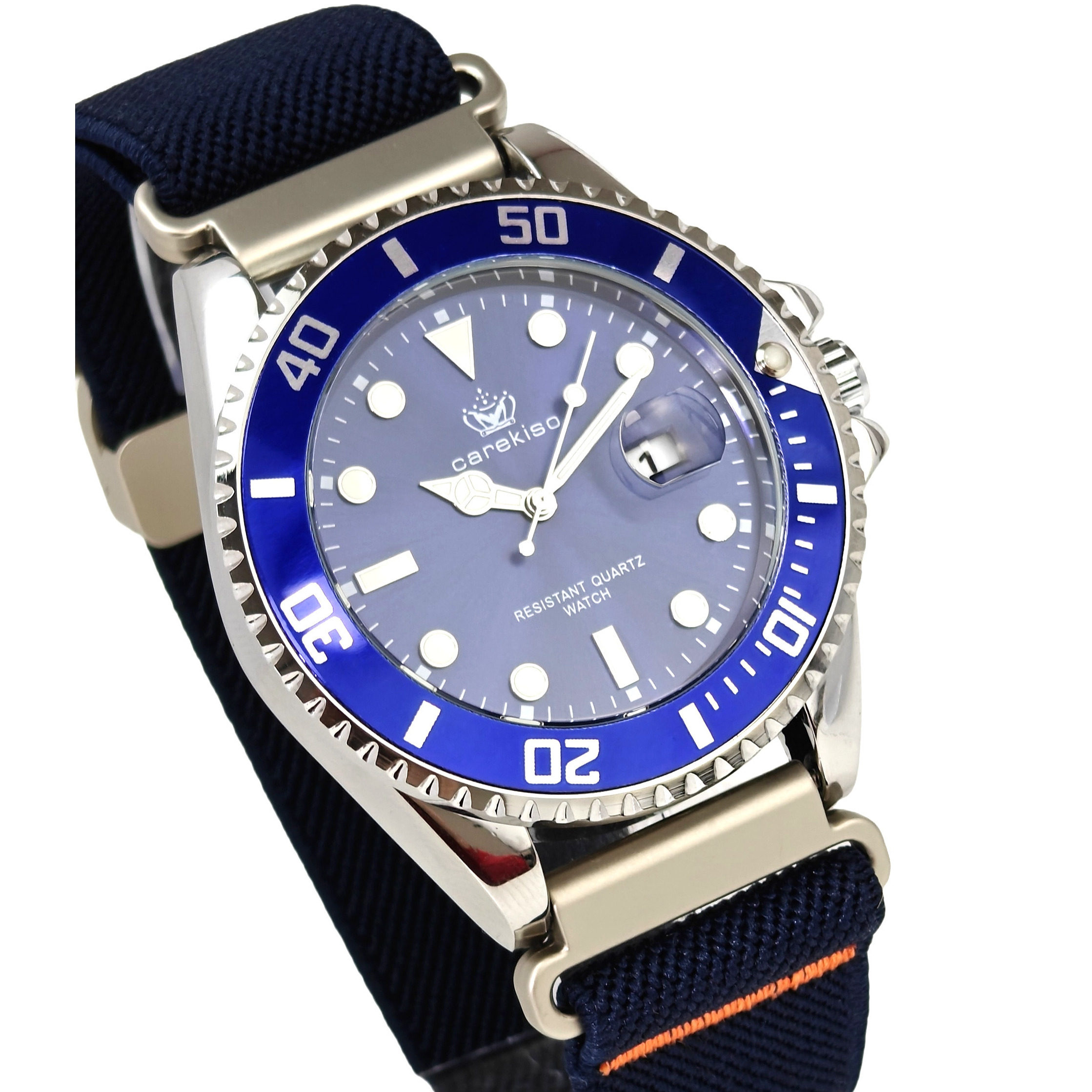 Чоловічий годинник Hemsut Zurich Carekiso Nylon Blue 2206, синій циферблат, 2 ремінці — фото 2