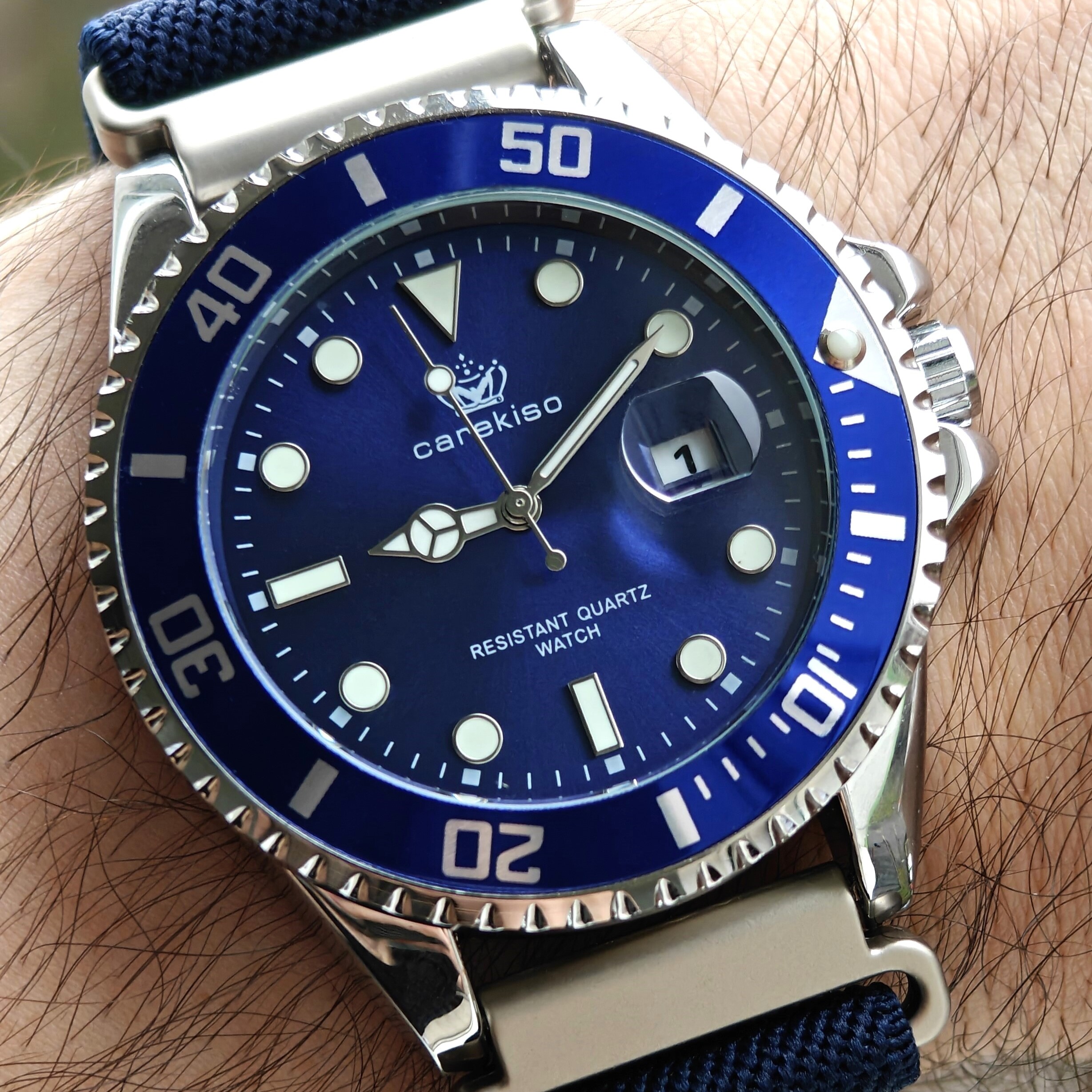 Чоловічий годинник Hemsut Zurich Carekiso Nylon Blue 2206, синій циферблат, 2 ремінці — фото 7