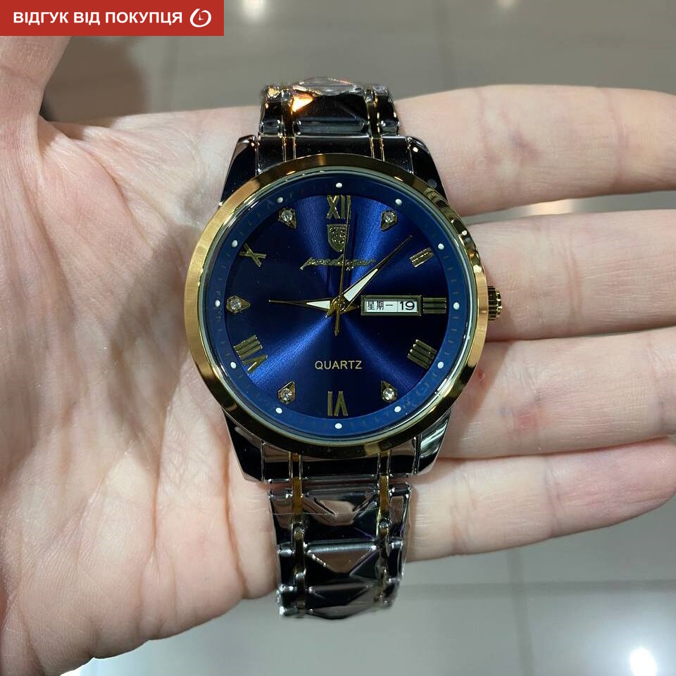 Poedagar Omega Blue 2158 чоловічий кварцовий годинник зі сталевим браслетом — фото 7