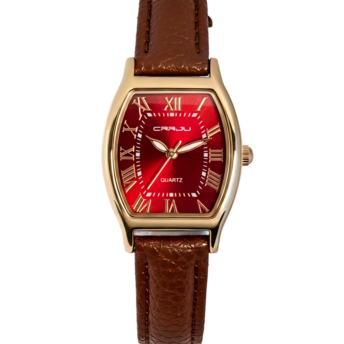 Жіночий годинник Crrju France Leather Classic 2440 з 2 ремінцями, бордовий циферблат — фото 2