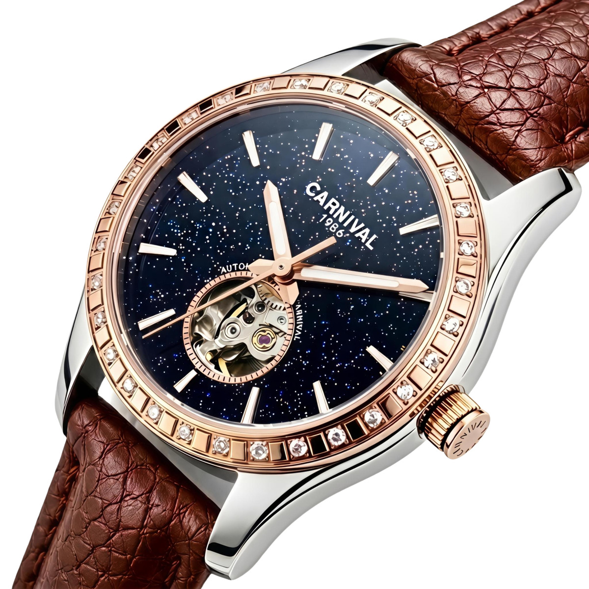 Жіночий механічний годинник Carnival Lady Elite Leather Classic з 2 ремінцями — фото 1