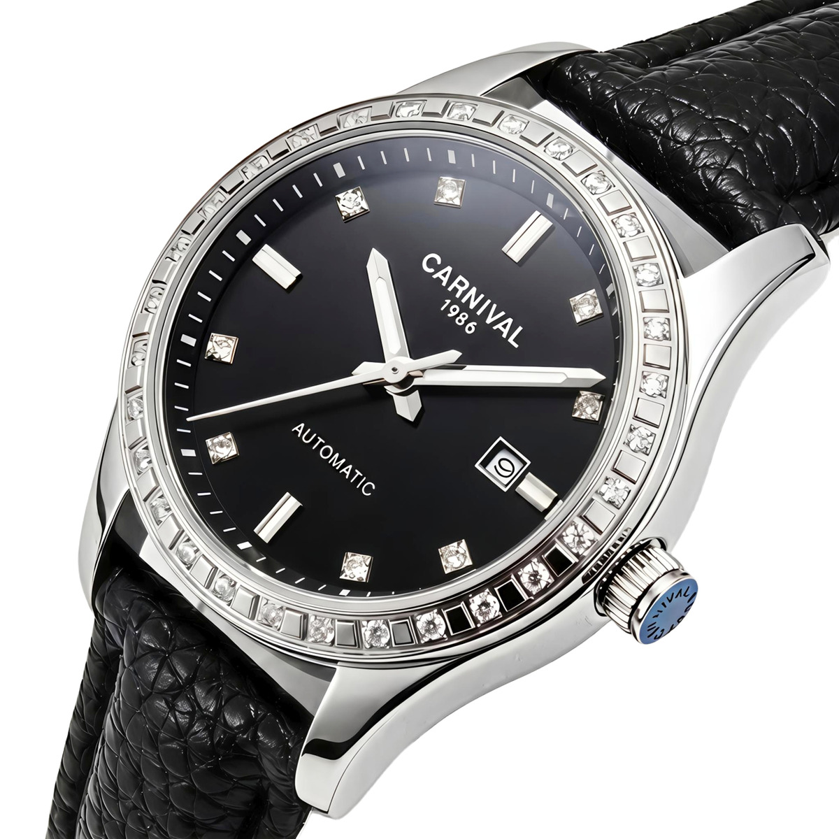 Жіночий годинник Carnival Luiza Black Leather 2446 з автозаводом і 2 ремінцями — фото 1
