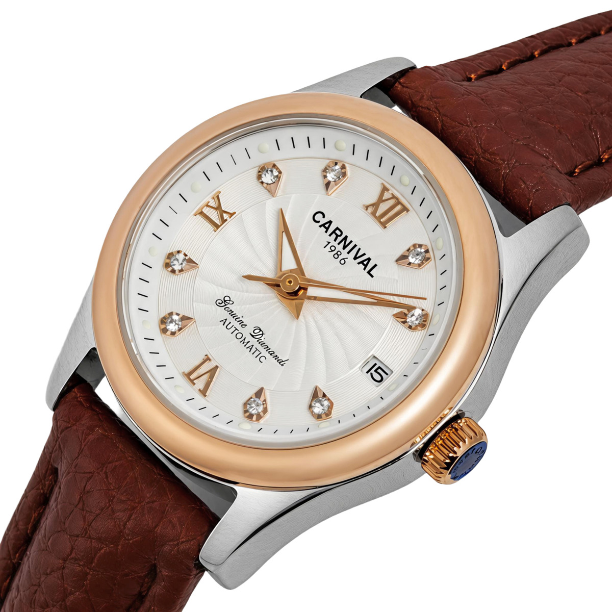 Жіночий механічний годинник Carnival White Leather Classic 2439 з 2 ремінцями — фото 1