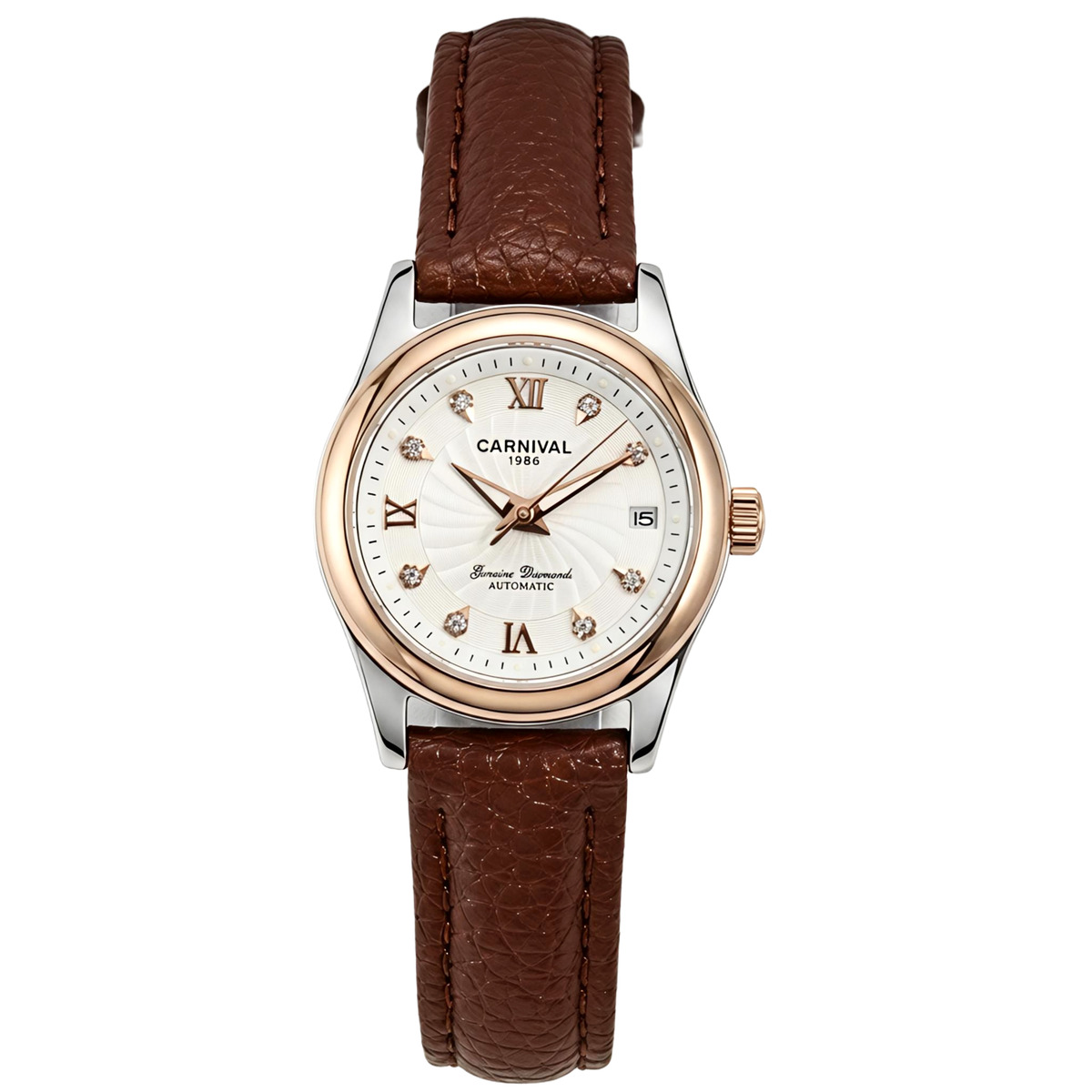 Жіночий механічний годинник Carnival White Leather Classic 2439 з 2 ремінцями — фото 2