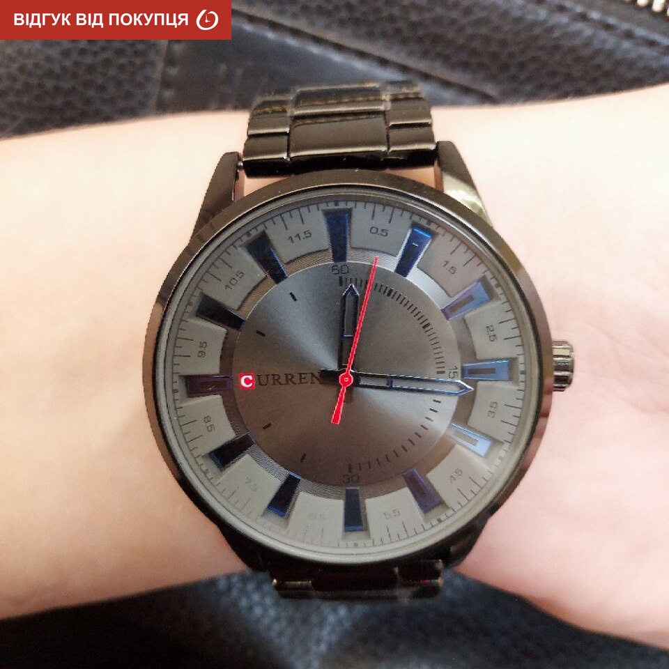 Чоловічий годинник Curren Formula 1950 Quartz з чорним сталевим браслетом — фото 9