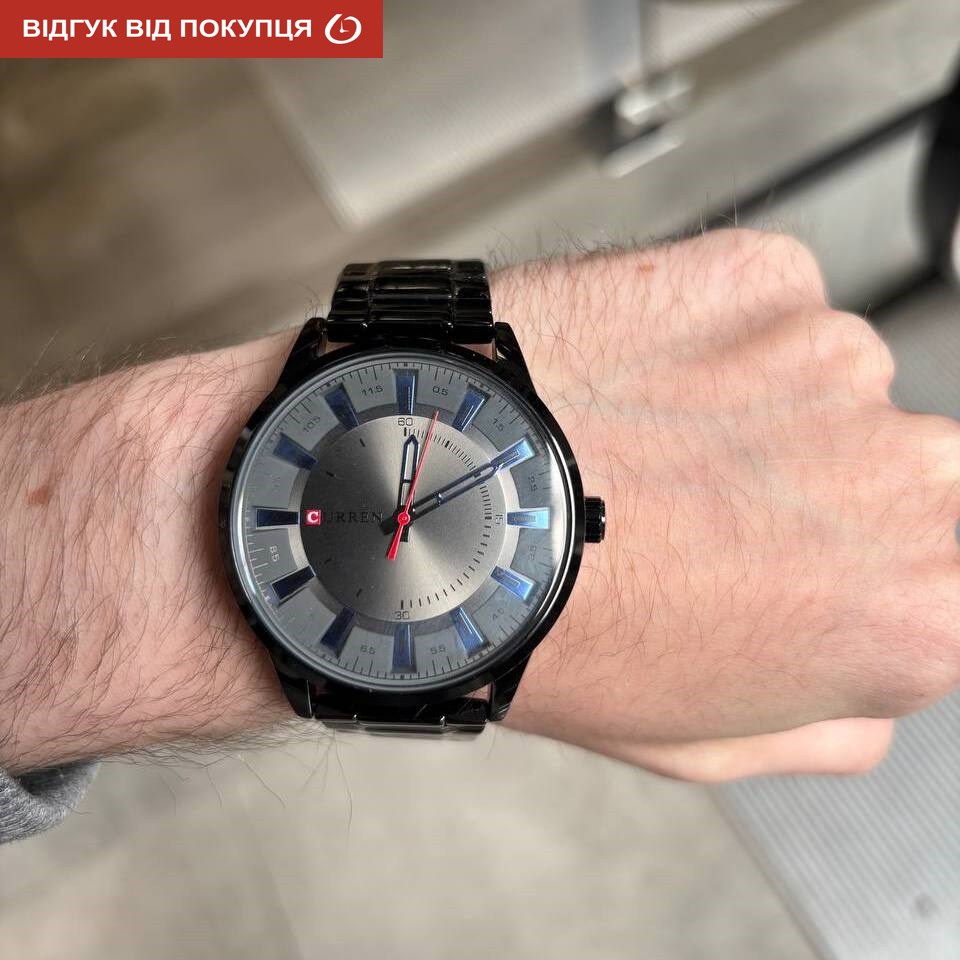 Чоловічий годинник Curren Formula 1950 Quartz з чорним сталевим браслетом — фото 8