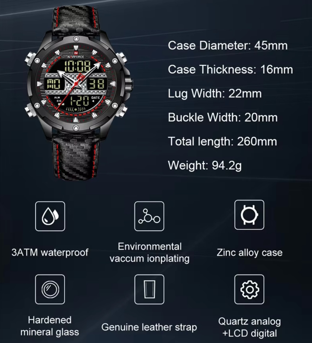 Чоловічий годинник Naviforce 1886 Set Present з двома ремінцями, чорний — фото 5