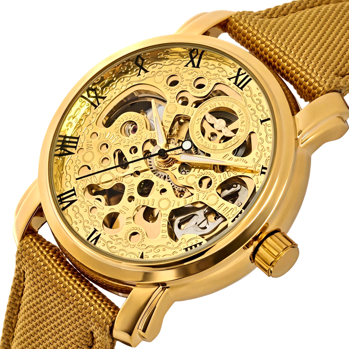 Чоловічий годинник Winner BestSeller Sahara Gold 2371 з автозаводом і 2 ремінцями — фото 1