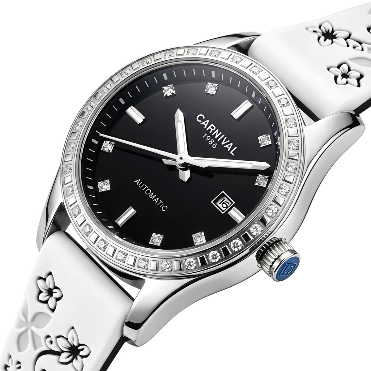 Жіночий механічний годинник Carnival Luiza Black Flower 2374 з 2 ремінцями — фото 1