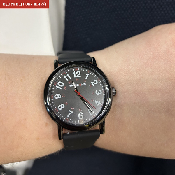 Чоловічий годинник GoldenHour Trend Black 1514 з чорним каучуковим ремінцем — фото 7
