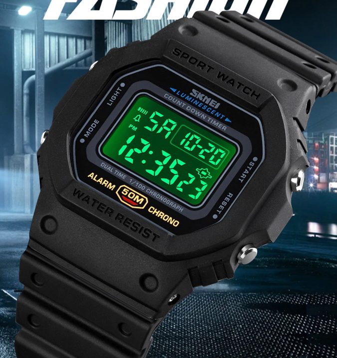 Чоловічий годинник Skmei 1141 Dron Black з цифровим циферблатом — фото 4