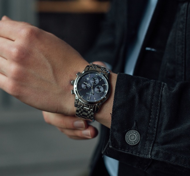 Чоловічий годинник Guanquin Liberty 8802 із темно-синім циферблатом і сталевим браслетом — фото 6