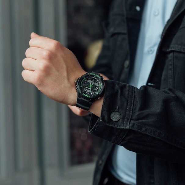 Skmei S-Shock Green 0931 чоловічий спортивний годинник 5 ATM — фото 7