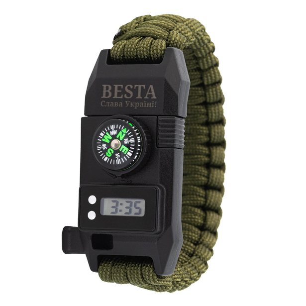 Чоловічий тактичний годинник Besta Band 9983 з компасом, чорний — фото 2