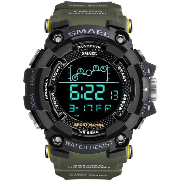 Smael Makro 4610 чоловічий тактичний годинник з темно-зеленим каучуковим ремінцем — фото 7