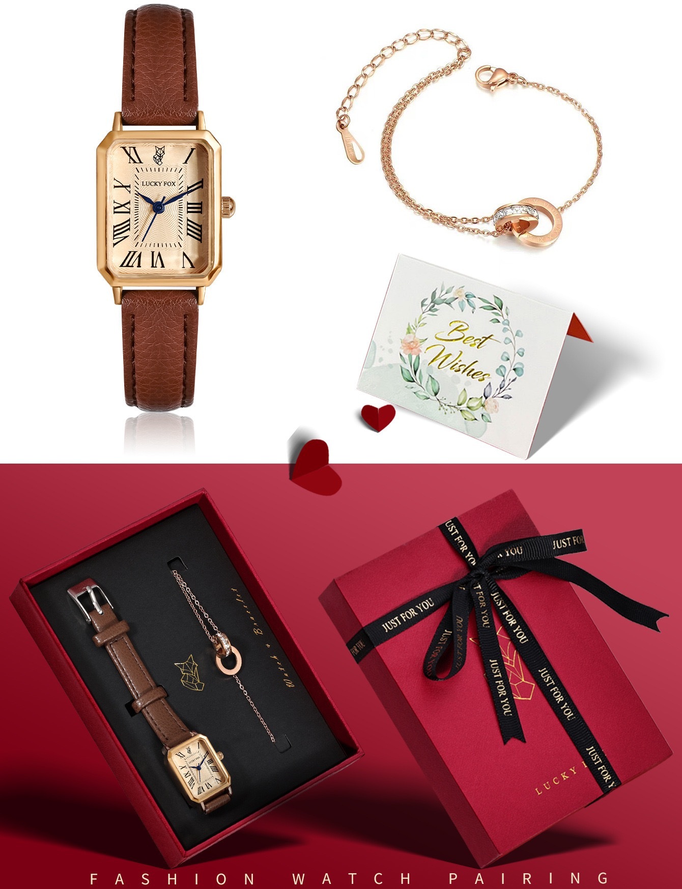 Подарунковий набір Baosaili Lucky Box 2312 з жіночим годинником і браслетом — фото 2