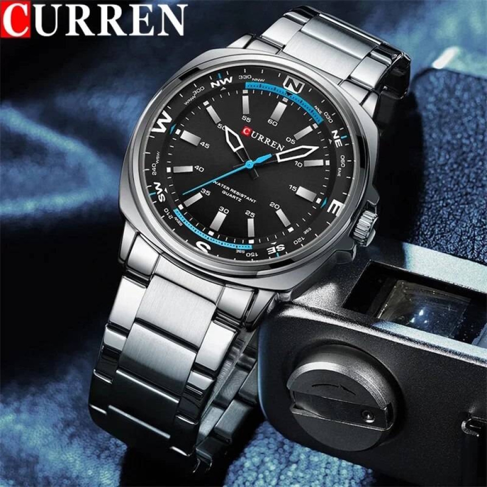 Чоловічий годинник Curren Aqua 2318, чорний циферблат, сталевий браслет — фото 5