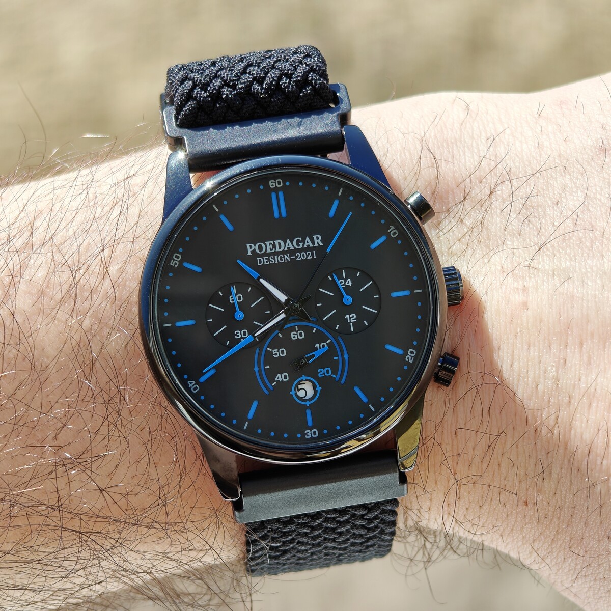 Чоловічий годинник Poedagar Misto Gravy Black 2308 з двома чорними ремінцями — фото 7