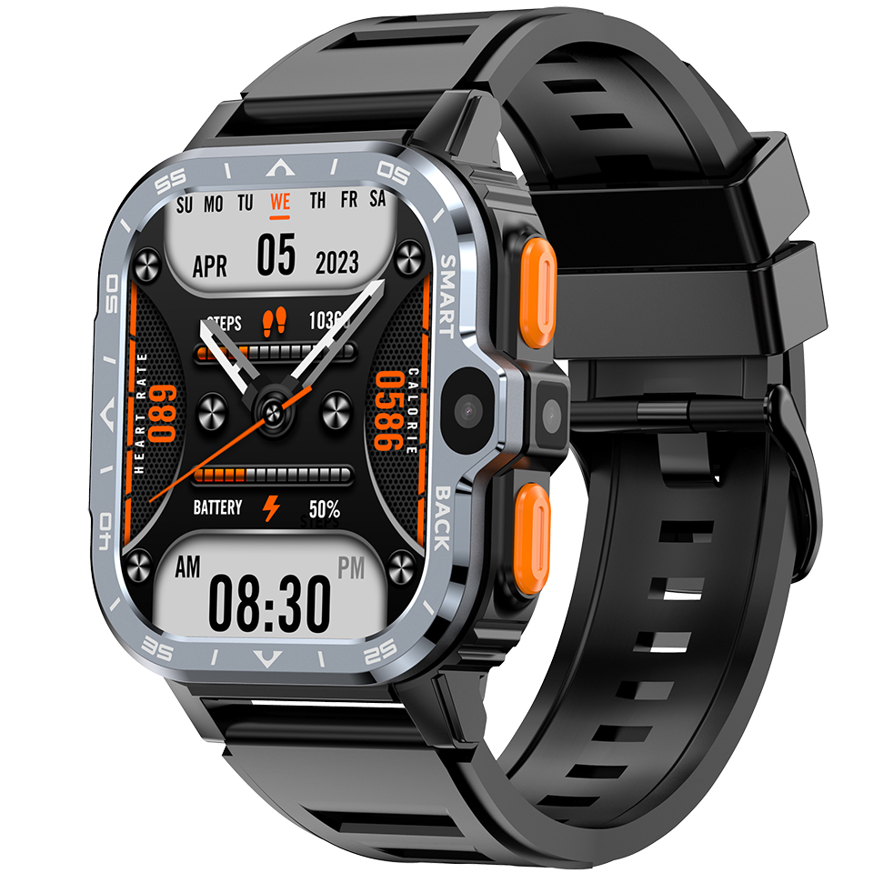 UWatch Smart Nova Sim Rubber Black смартгодинник з SIM, AMOLED 2.03 і 2 ремінцями — фото 1