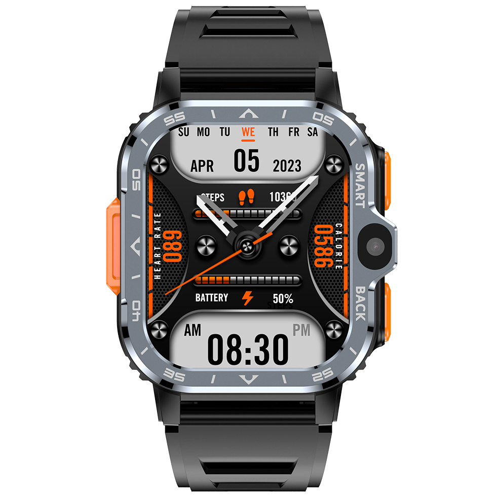 UWatch Smart Nova Sim Rubber Black смартгодинник з SIM, AMOLED 2.03 і 2 ремінцями — фото 2