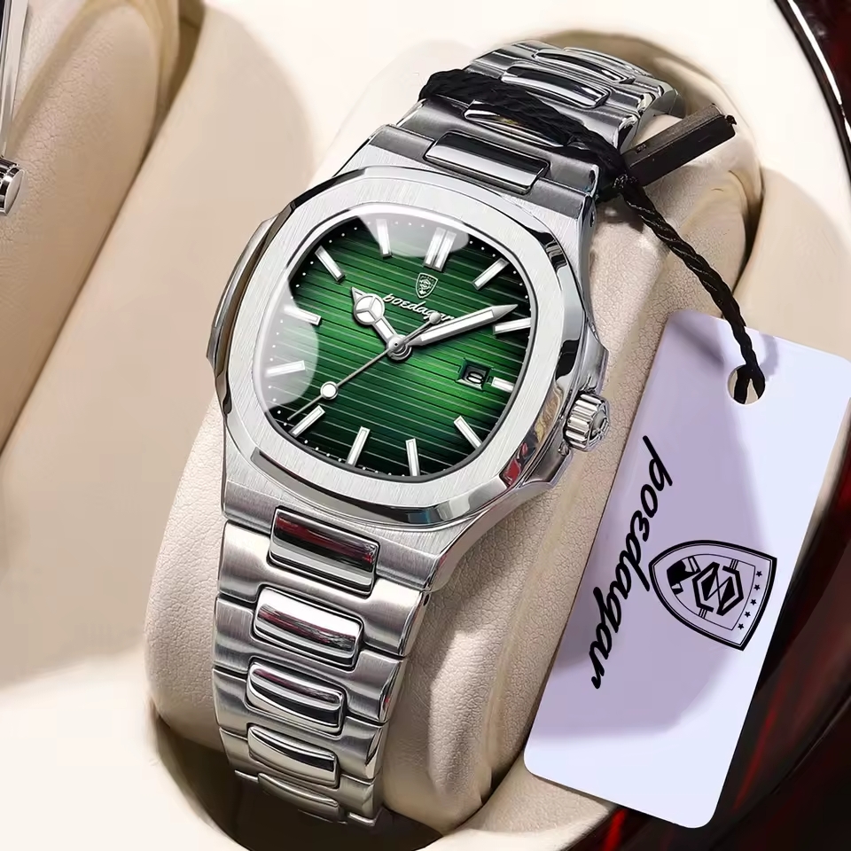 Жіночий годинник Poedagar Great Limited Lady 2305 зі сталевим браслетом, зелений циферблат