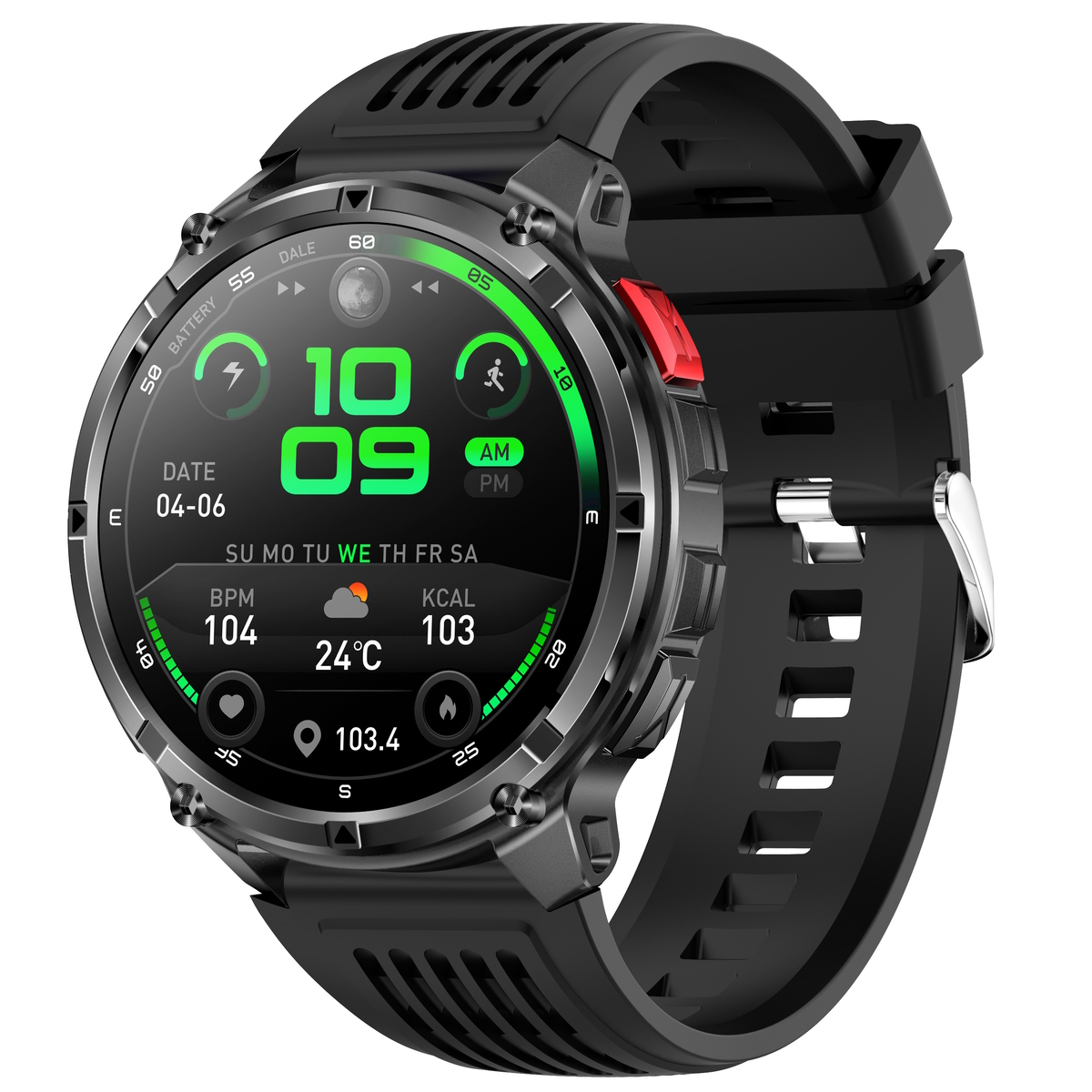Смарт-годинник UWatch Smart Helicopter 1.7 IPS, Bluetooth-дзвінки, чорний — фото 1