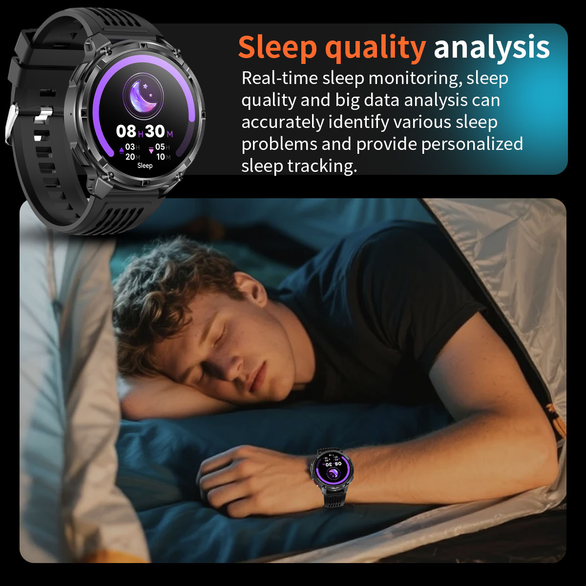Смарт-годинник UWatch Smart Helicopter 1.7 IPS, Bluetooth-дзвінки, чорний — фото 4