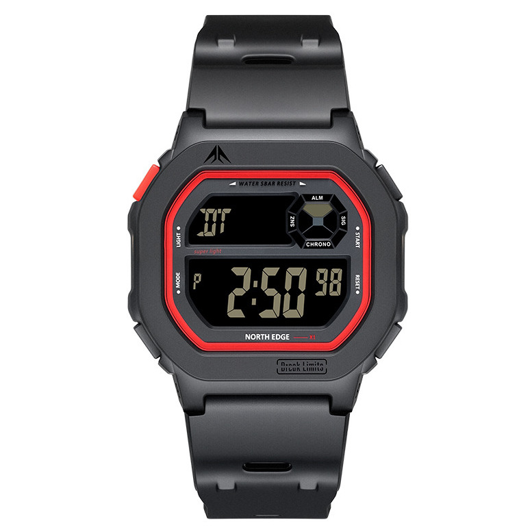 Чоловічий годинник North Edge X1 5BAR 2059 з чорним цифровим циферблатом — фото 1