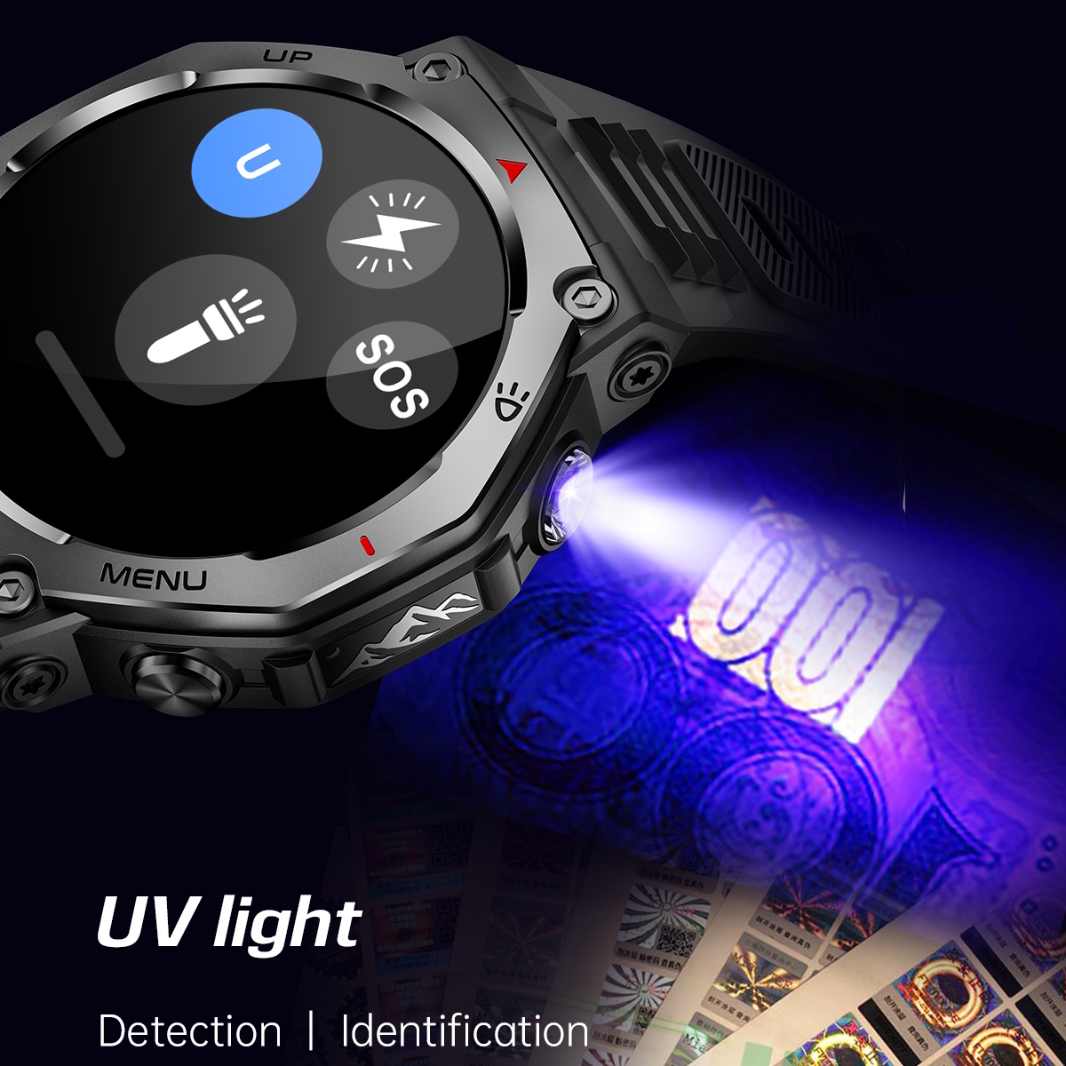 UWatch Smart Expedition Pro 2054 чоловічий смарт-годинник AMOLED, сталь, 5 атм — фото 4
