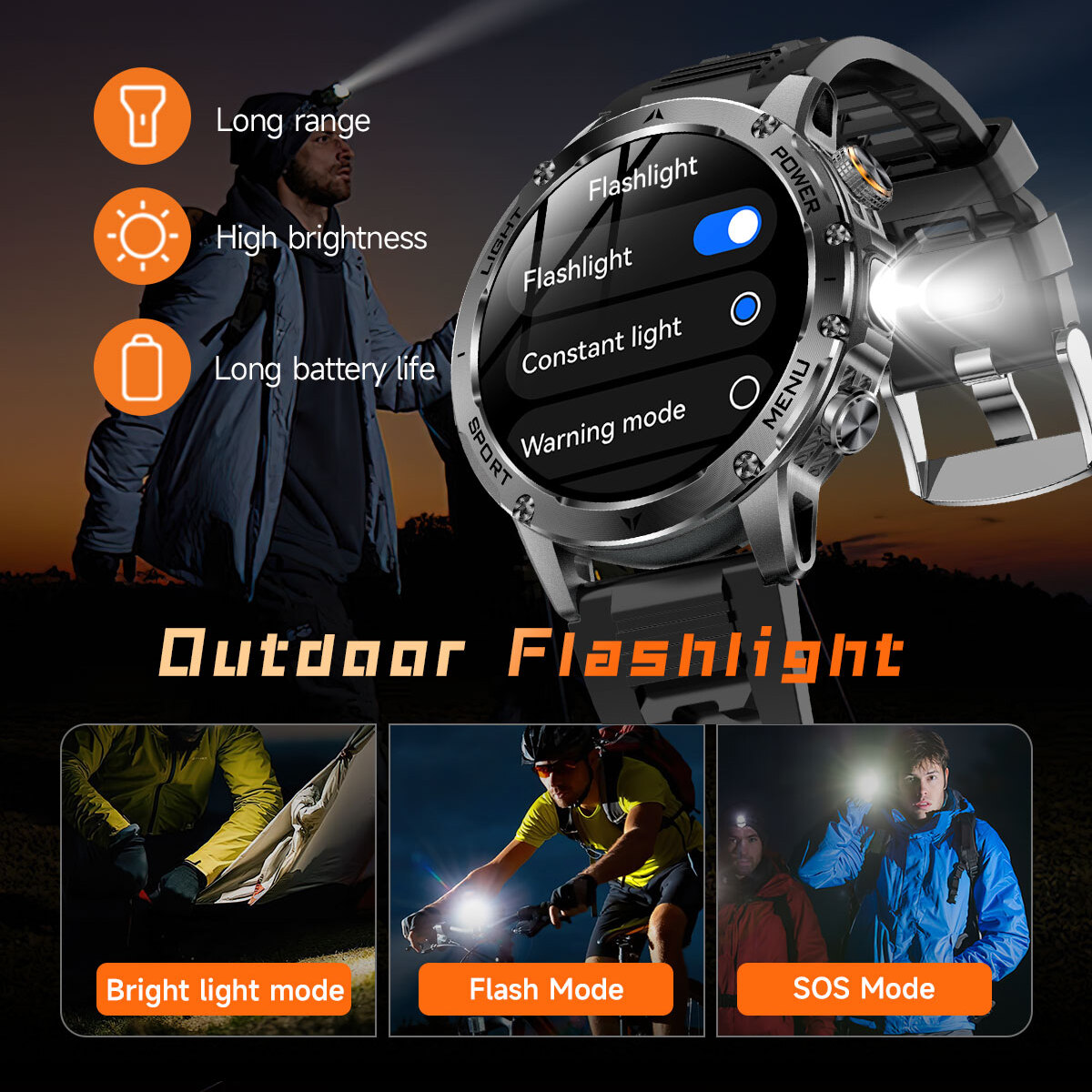 Смарт-годинник UWatch Smart Power Ultra Steel 1.7″ чорний, уцінка — фото 7